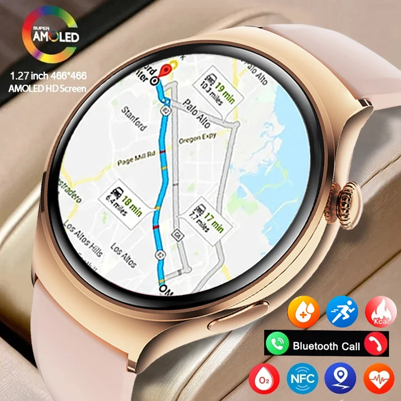 Смарт-часы для Huawei Watch 4 Mini GPS Track женские с HD экраном Amoled измерением пульса уровня