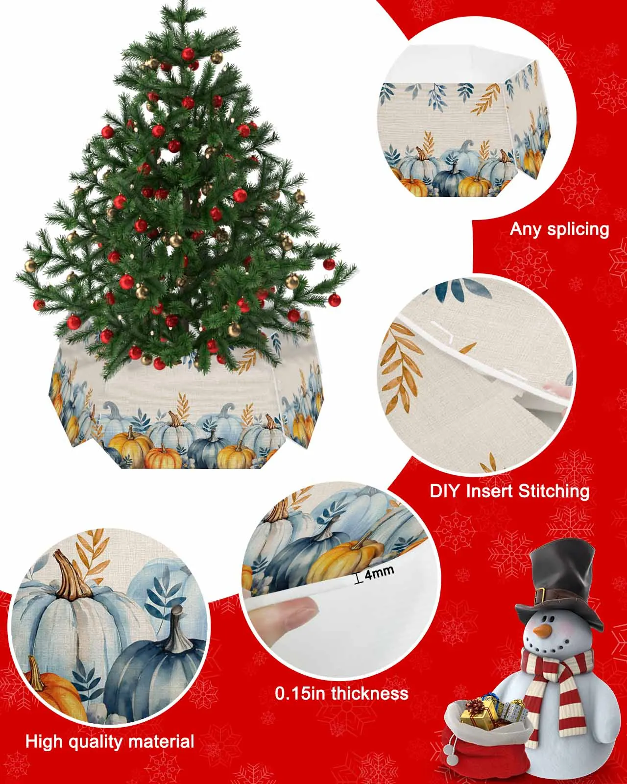 Водная синяя золотая желтая тыква рождественская елка Креативная печать