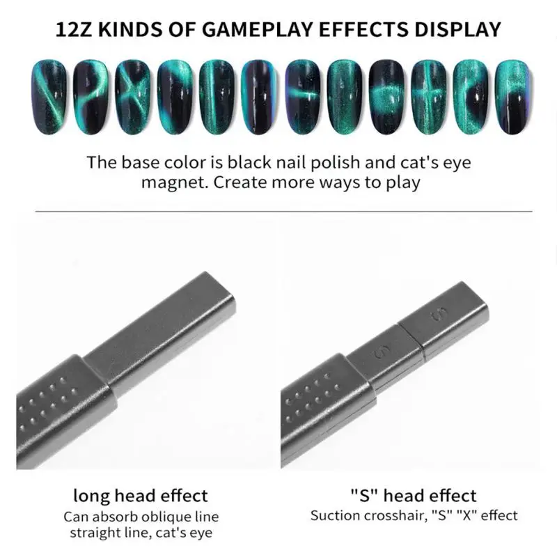 

Mini Thickened Double Head Nail Magnetic Stick Portable Multi-function Magnet 3D Magic Cat Eye Glue Iron Stone Nail Tool