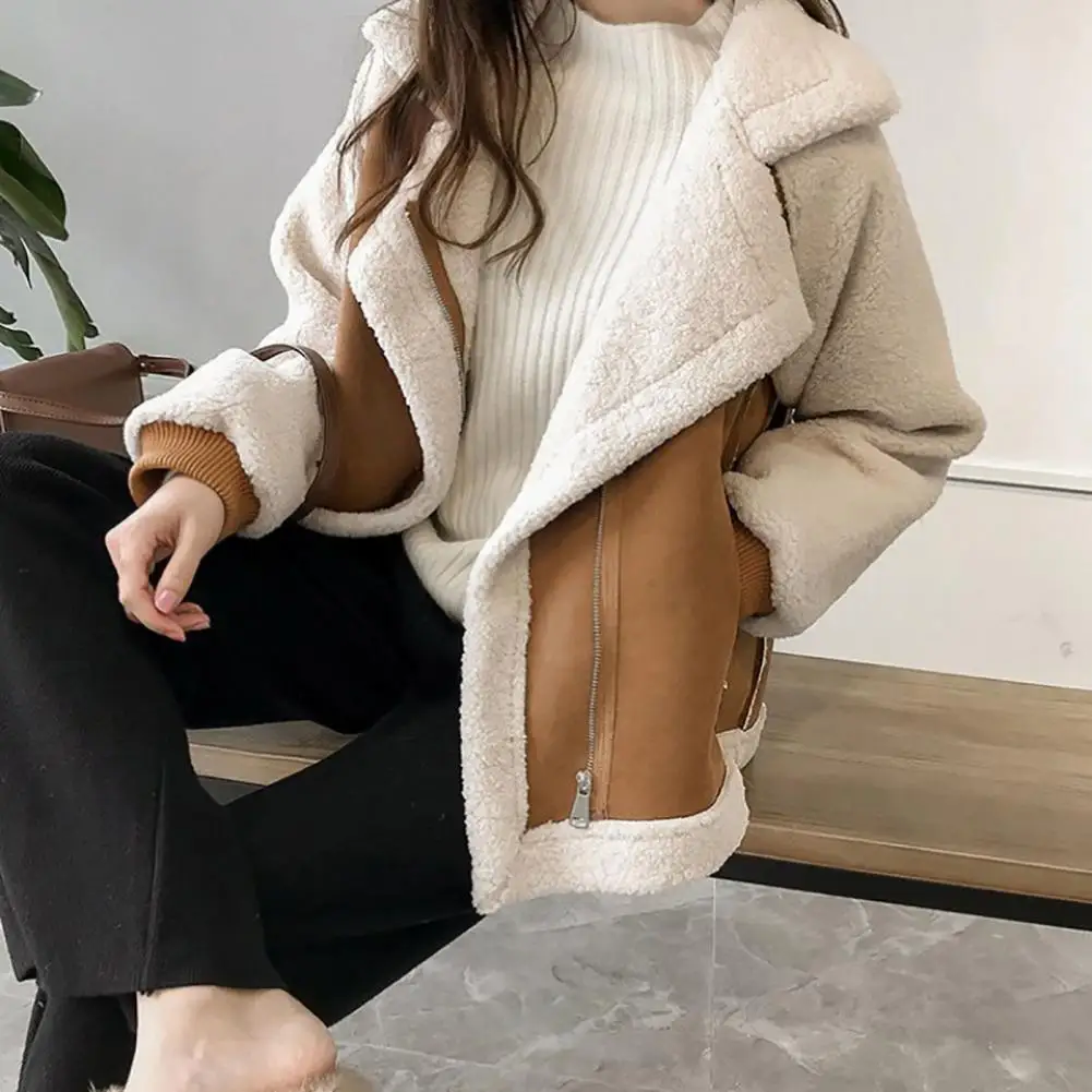 

Winter Women Harajuku Jackets Motorcycle Coats Thickened Warm Coat Fashion Lapel Long Sleeve Bomber Jackets for women chaquetas