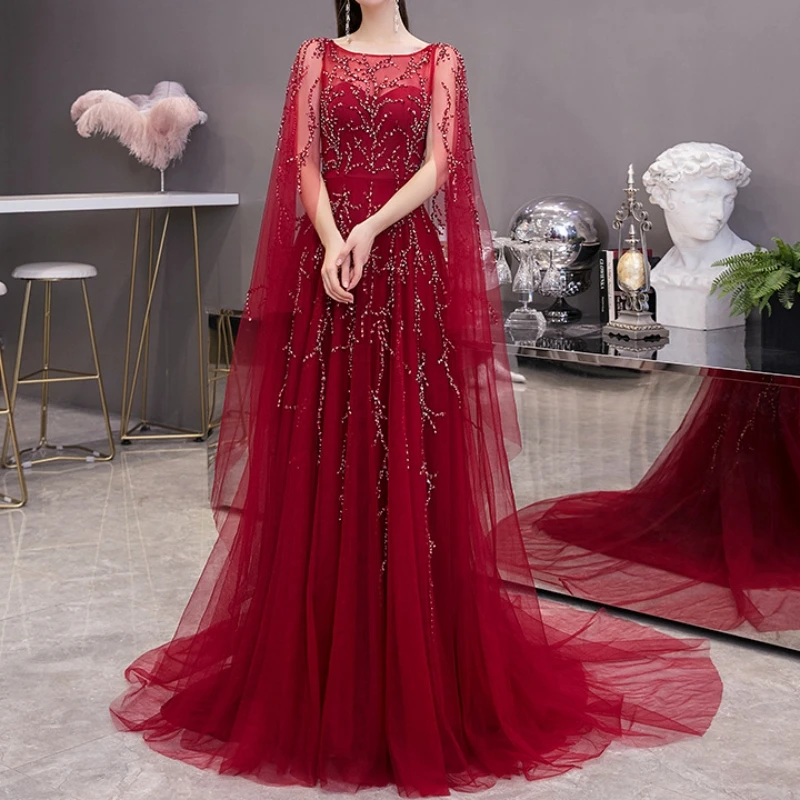 

Женское вечернее платье с открытой спиной Ashely Alsa, длинное винно-красное платье с бисером, платье для выпускного вечера, 2023