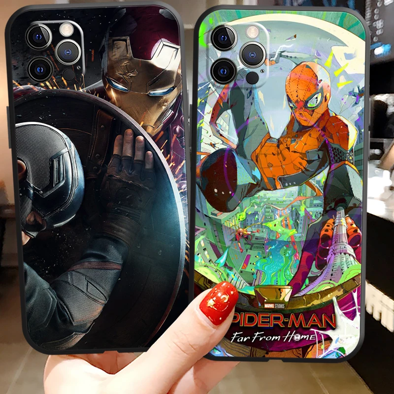 

Marvel Spiderman Phone Cases For iPhone 11 12 Pro MAX 6S 7 8 Plus XS MAX 12 13 Mini X XR SE 2020 Coque Soft TPU Back Cover