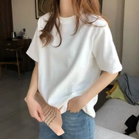 8 colors womens short sleeve t shirt summer 2022 loose simple brushed bottoming women shirt solid o neck tops s 3xl