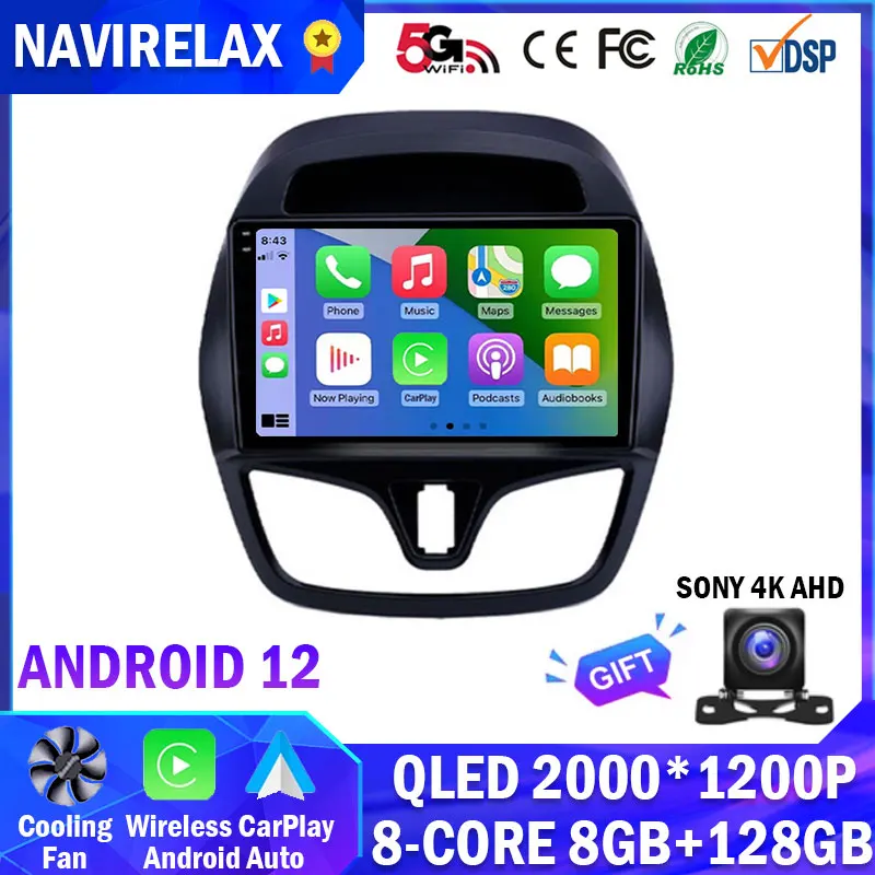 

Автомагнитола на Android 12, мультимедийный видеоплеер для Chevrolet Spark Beat 2015-2019, встроенный Carplay Auto, 4G + WIFI, камера 360 QLED