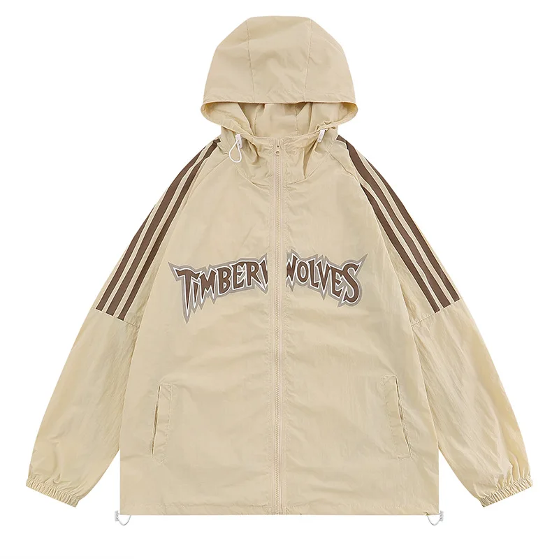 

Hip Hop Varsity Hooded Jacket Men High Street Vintage Block Windbreaker Coats Couple Thin Fashion College Korean Oversize Daily
