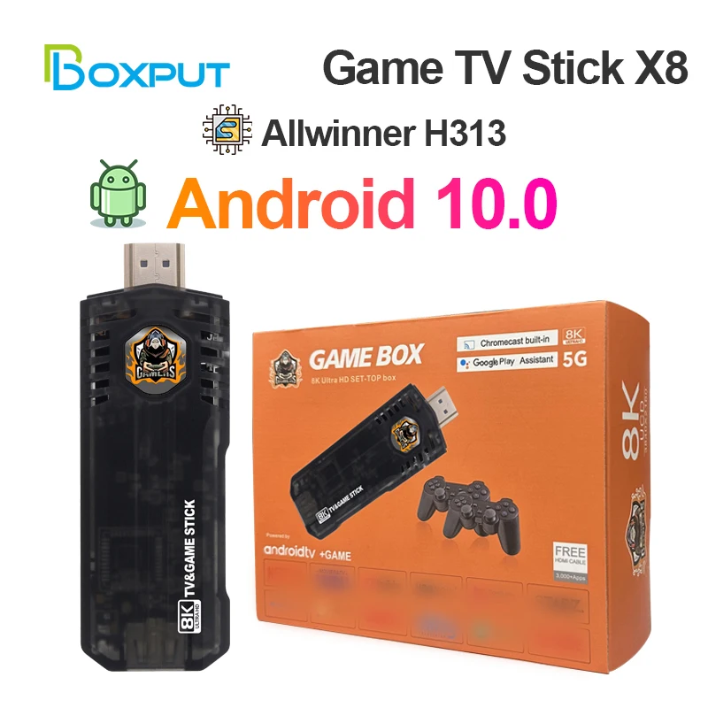 

X8 Game Stick 4K 10000 Games Arcade Retro Video Game Consoles for PS1 Dual Wireless Controller HD Mini TV Box for Android