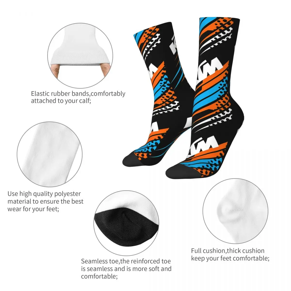 Happy Men's Socks KTM Storm Vintage Ready To Race Enduro Cross Motocross Bike Street Style Crew Crazy Sock Gift Pattern Print