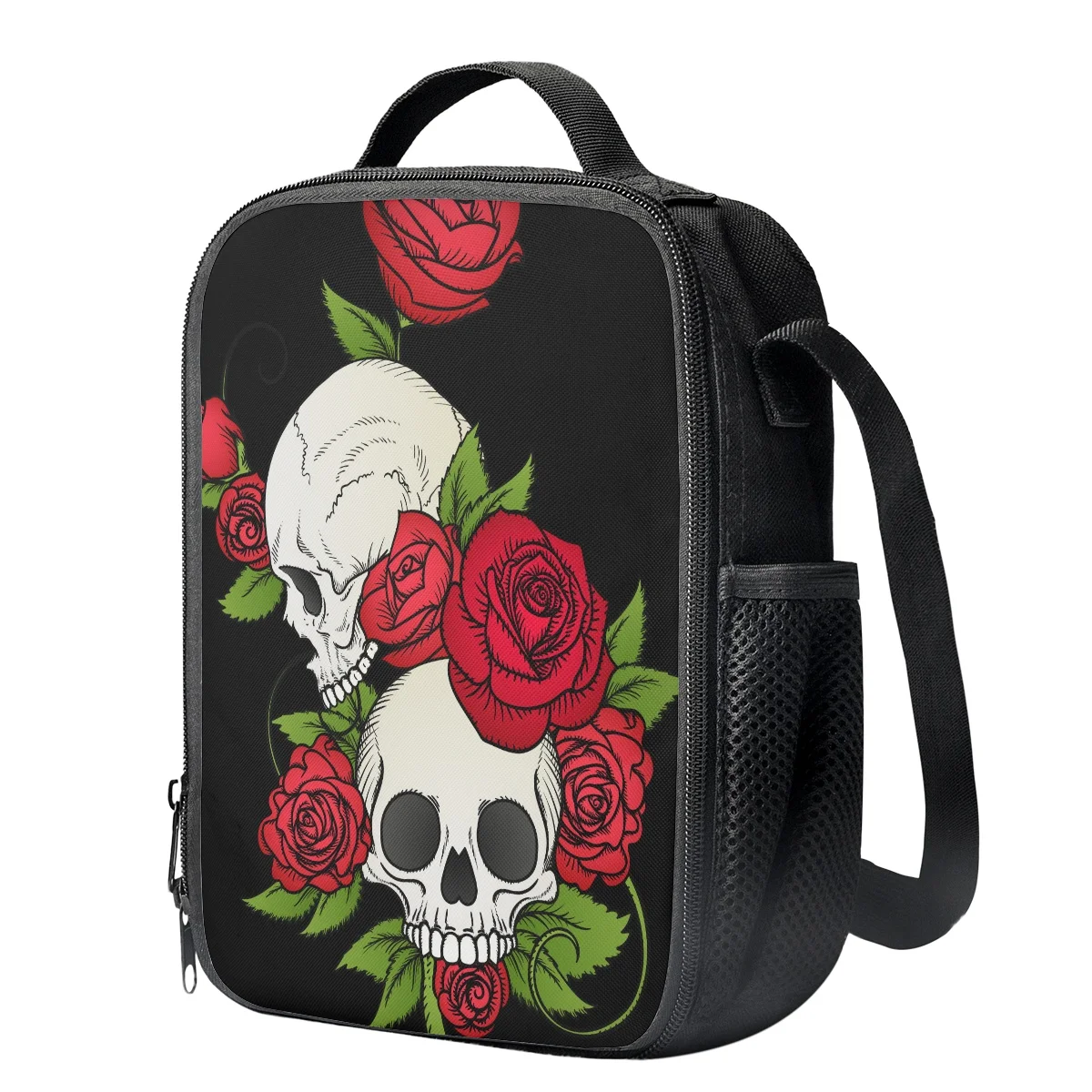 FORUDESIGNS Gothic Skull and Rose Printing 3Pcs/Set School Bag Pencil Box Backpack for Teenage Kids Travel Daypack Big mochilas