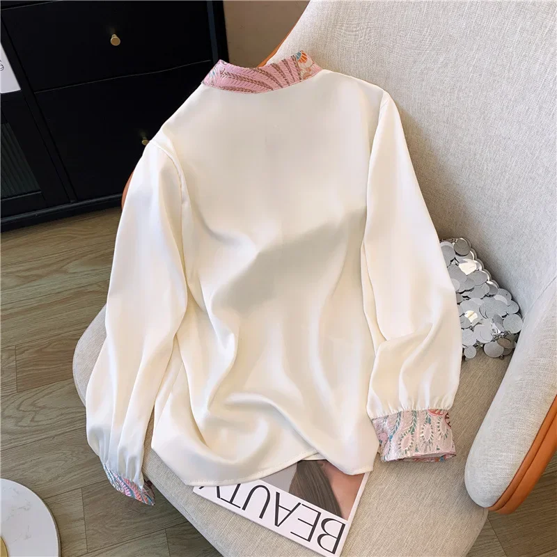 2024 весенняя новая женская рубашка с вышивкой в китайском стиле топ высокого