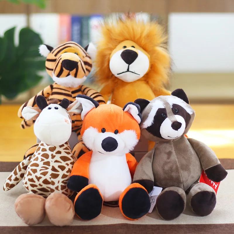 

25cm forest animal doll plush toy elephant monkey tiger lion giraffe doll children's gift items