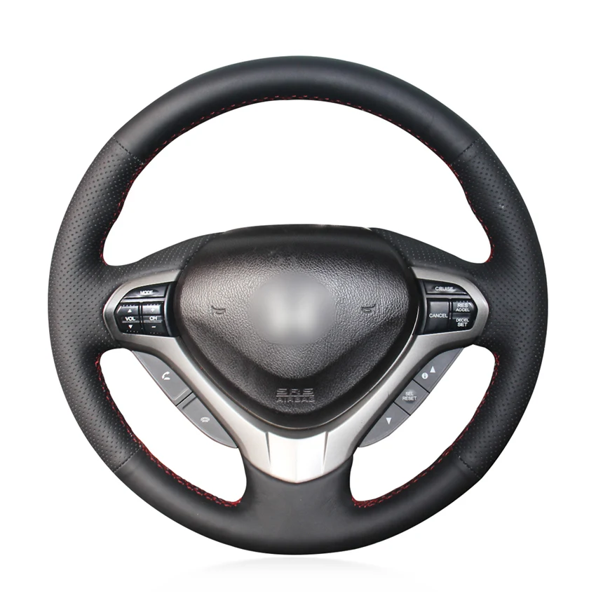 

DIY Hand-stitched Non-slip Durable Black Leather Car Steering Wheel Cover For Honda Spirior OId Accord