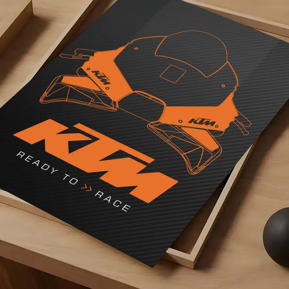 Фото Плакат с изображением мотоциклетных гонок KTM, самоклеящаяся художественная водонепроницаемая бумажная наклейка, декор для кофейни, бара, комнаты, стены №4