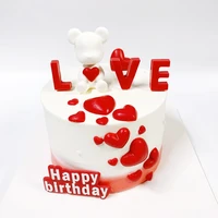 hechen valentines day white bear love chocolate silicone mold coffee mousse violent bear cake decoratings making mould kit