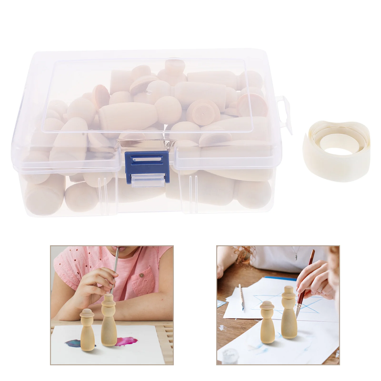 

1 Set of DIY Painted Puppets Jars Kids Graffiti Toys Unfinished Wood Crafts