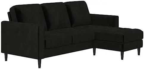 

Двухсторонний диван Strummer, секционный диван, 59,63 дюйма, Д x 81,63 дюйма Ш x 35,38 дюйма в, черный