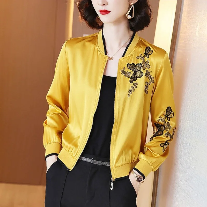 

Fashion Summer Bomber Print Jacket Women Long Sleeve Basic Autumn Jackets Coats Woman Thin Short Female Overcoat Clothes E68