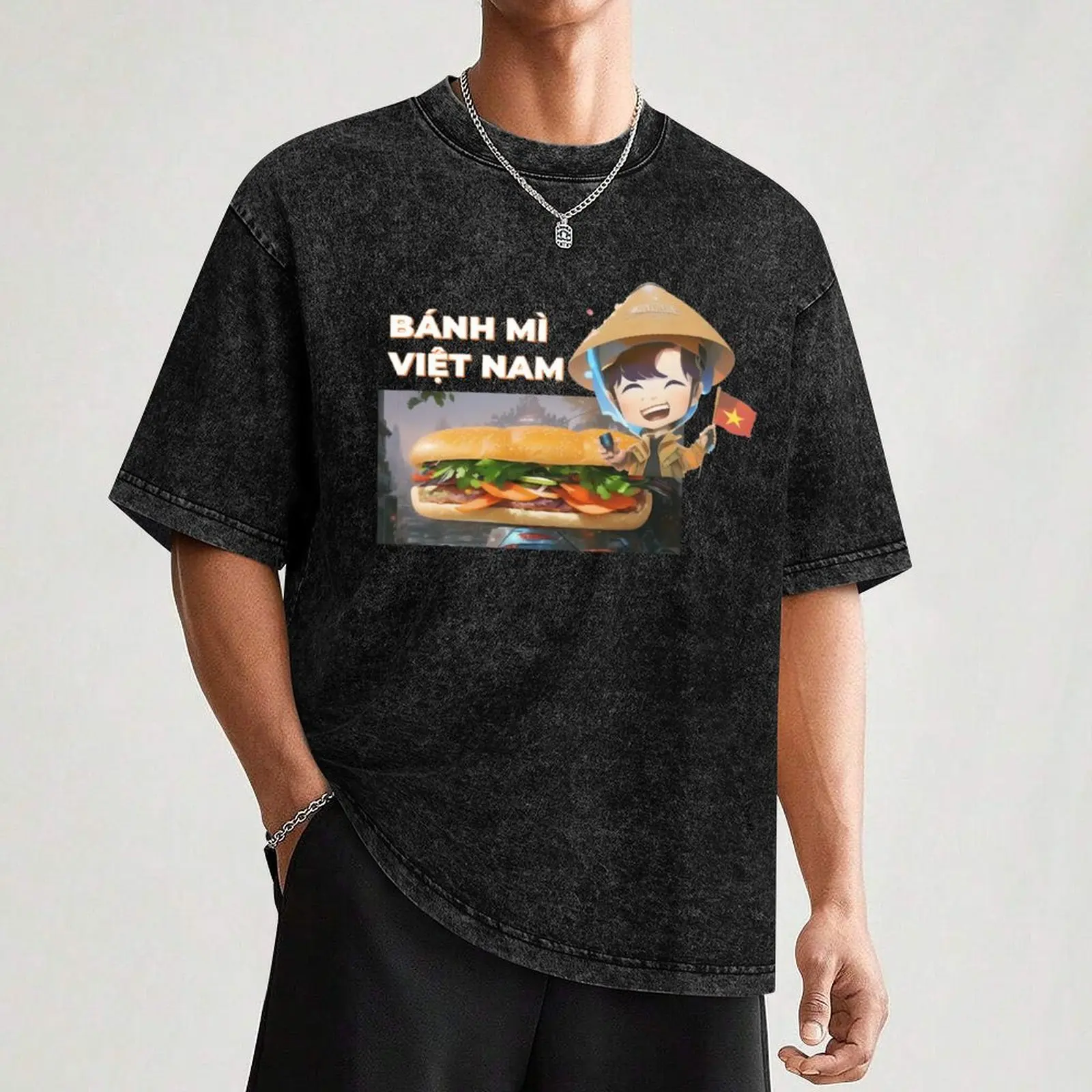 Фото Футболка с принтом Banh mi Viet Nam Food, модная, повседневная, с коротким рукавом №3