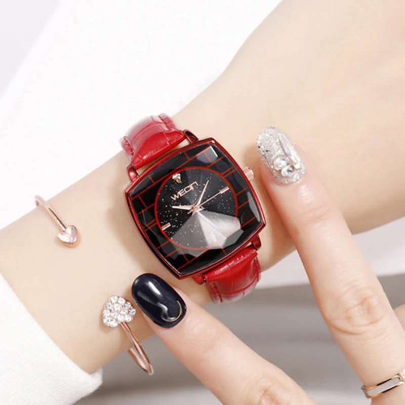 

Square Starry Sky Ladies Watch Fashion Dress Women Watches Leather Quartz Watch Elegant Women Bracelet Watch Relogio Feminino