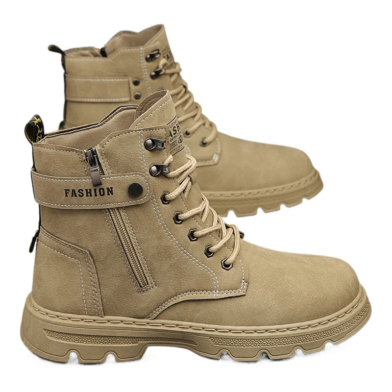 Мужские ботинки в байкерском стиле черные повседневные ботильоны Рабочая обувь