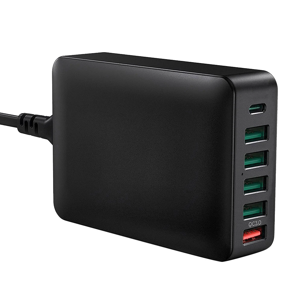 

USB Charger 6 Port 20WPD USB Charging Station for iPhone 13/12/11 Pro Max XS Max XR X 8 7 Plus, Galaxy S21 -EU Plug