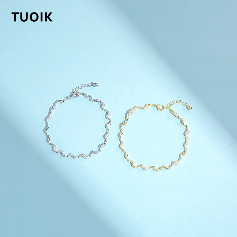 

Модный изогнутый браслет TUOIK из чистой меди с цирконом, роскошный дизайн, женская бижутерия, аксессуары для ночного клуба, оптовая продажа, П...