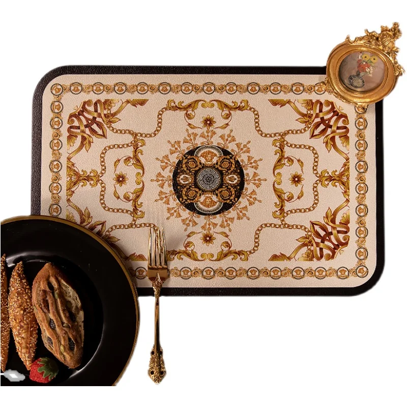 

Luxury European style household disposable waterproof and oil-proof table mat leather table mat insulated bowl mat meal mat