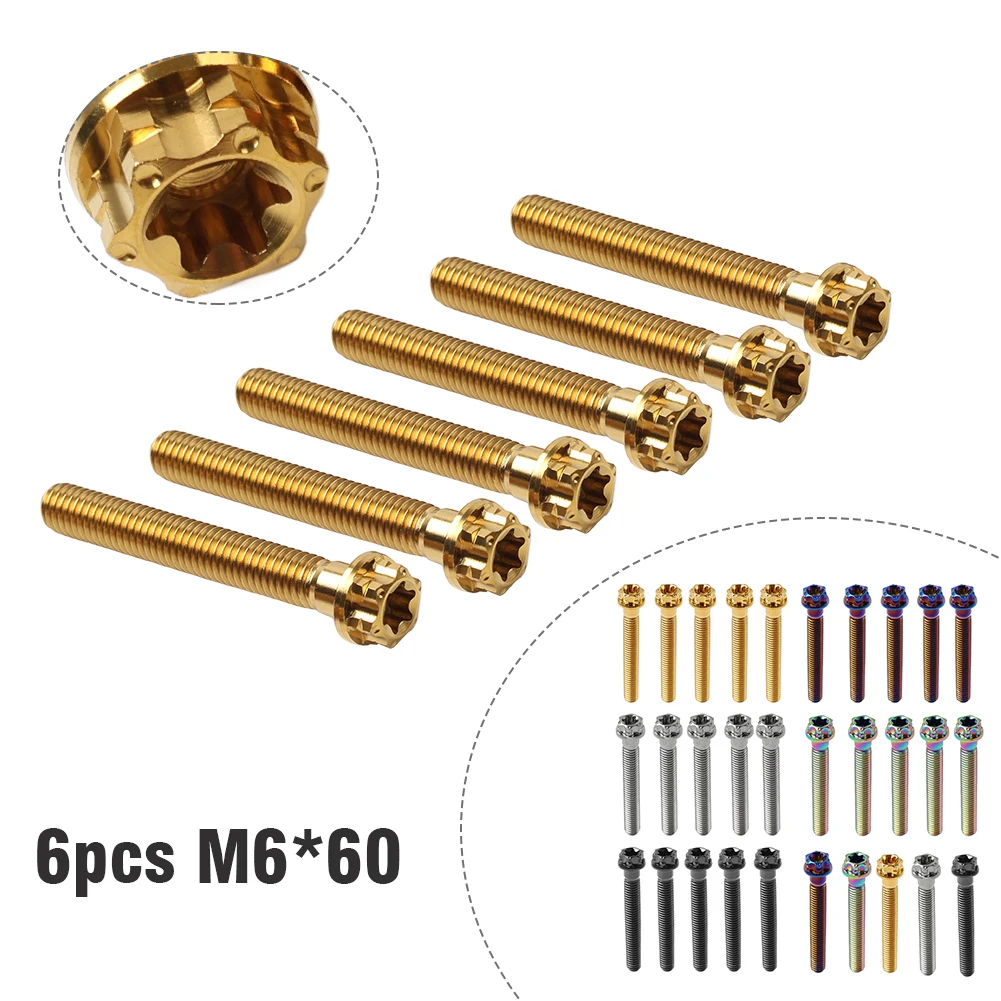 6 шт. M6x60 мм титановые болты с фланцевой головкой Torx винты для мотоцикла