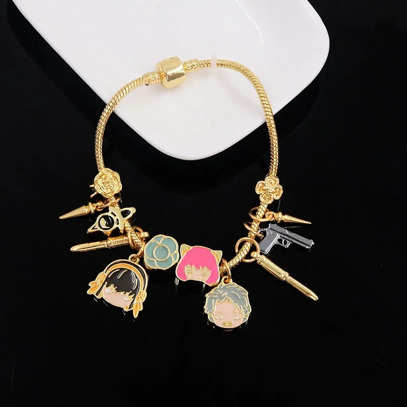 

1 Pcs New Japan Anime Spy X Family Cosplay Bracelets Twilight Loid Yor Anya Forger Gold Color Metal Bangle Men Women Gift Toys