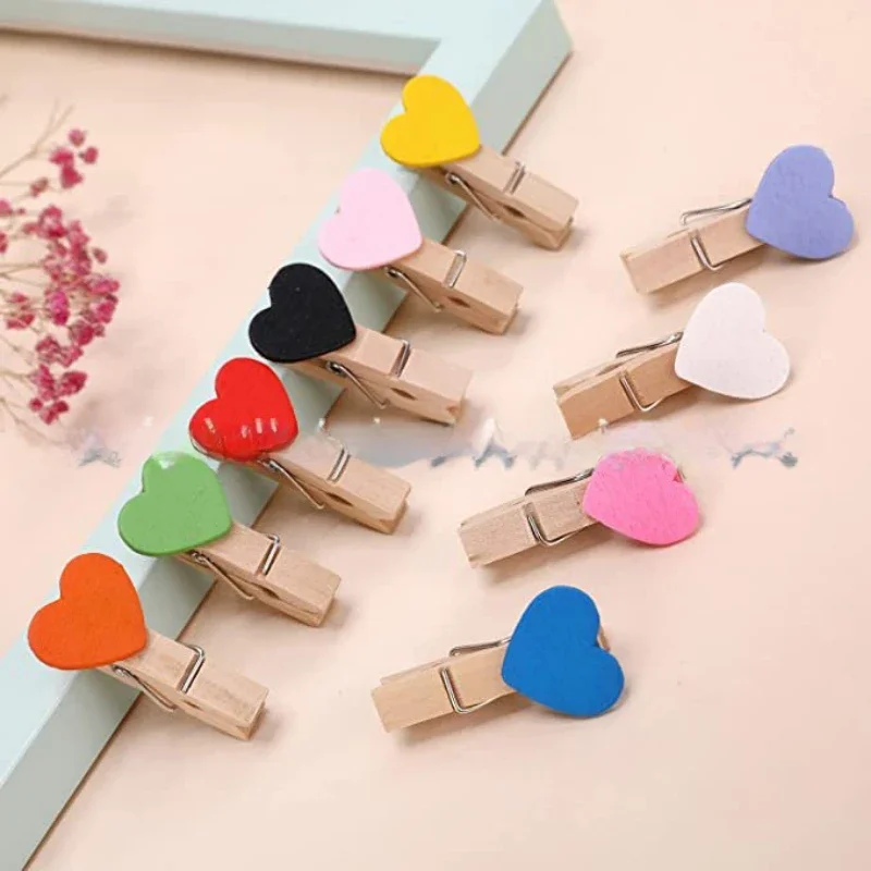 50 sztuk drewnianych klipsów Love Heart Pegs DIY Cute Wedding Decoration Craft Clothespin Holiday Decorations