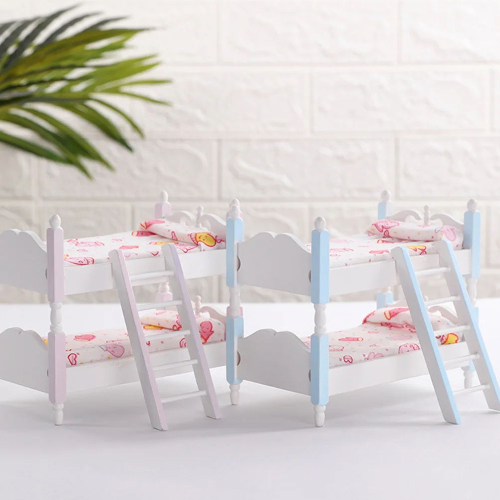 

1/12 Scale Dollhouse Miniature Furniture Wooden Bunk Bed 1:12 House Decor