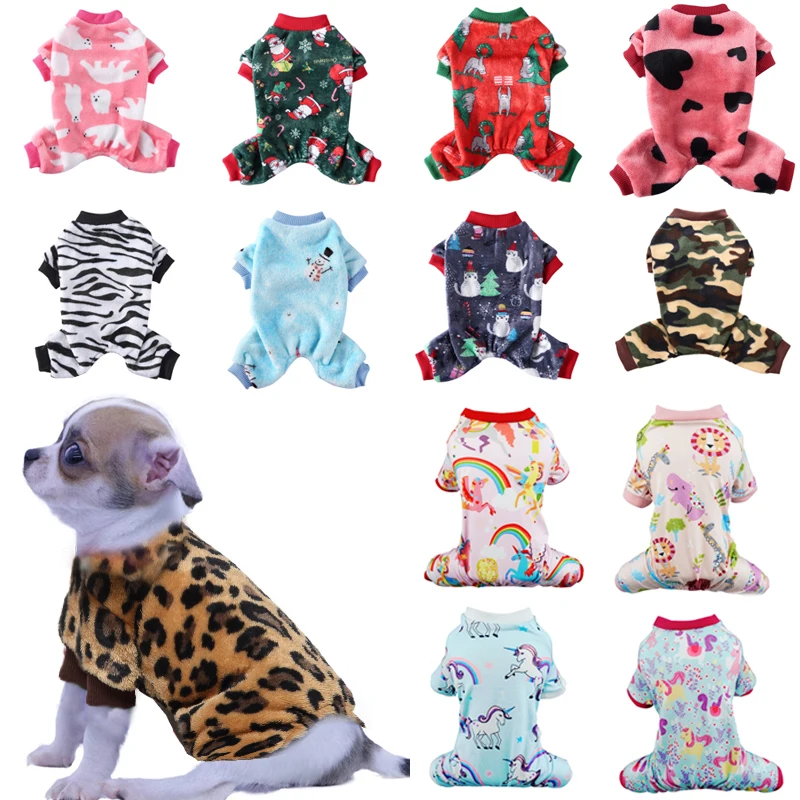 

Dog Pajamas Winter Dog Clothes Print Warm Jumpsuits Coat For Small Dogs Puppy Dog Cat Chihuahua Pomeranian Clothing Jumpsuits
