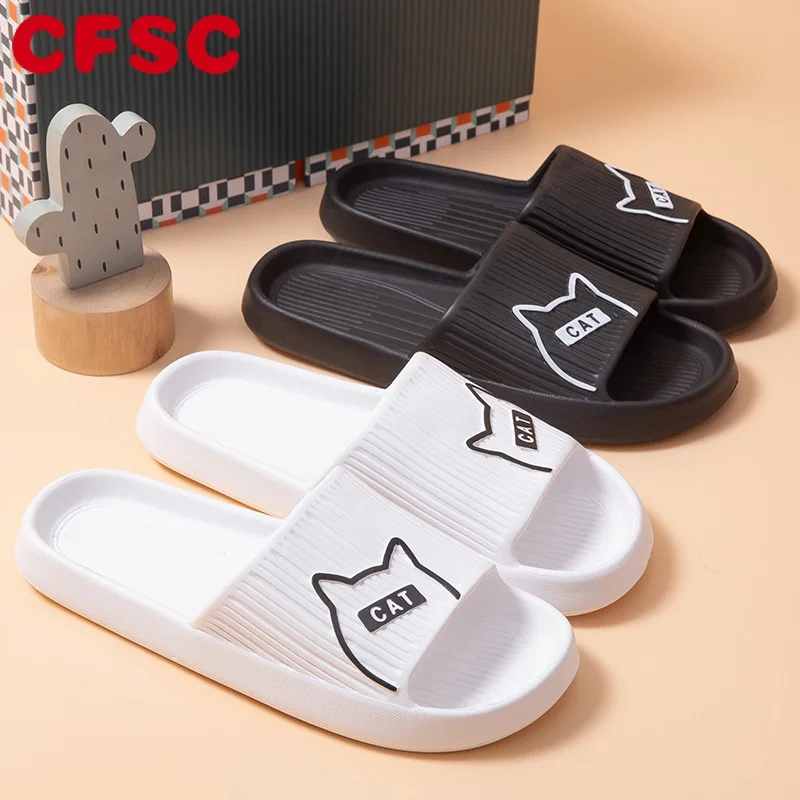 

Summer Slippers Thick Platform Sandals Women Summer 2023 Home Slippers Indoor Mute Soft-soled Flip Flops Couple Non-slip Slipper