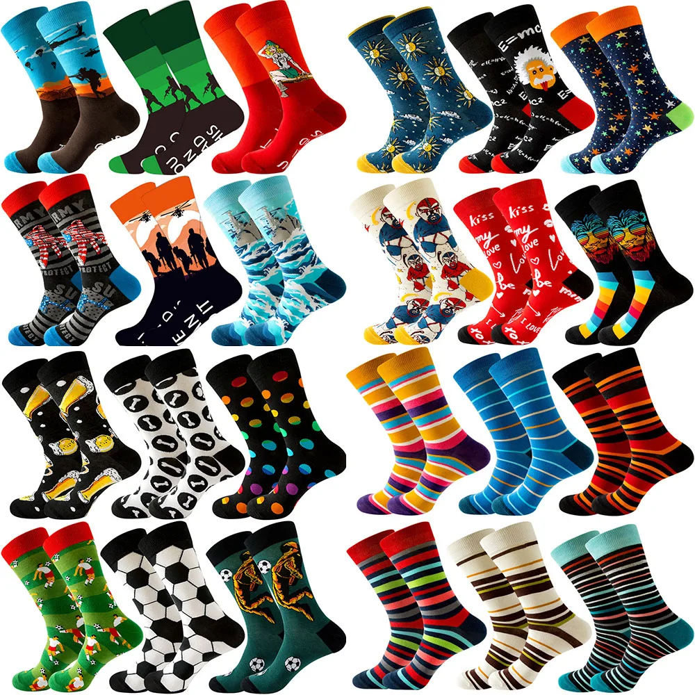 Coloridos calcetines de algodón para hombre, medias divertidas para montar en monopatín, ideal para regalo de boda, 5/6/7 pares por paquete
