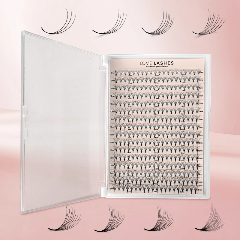 Фото 360/640 готовые вееры для объема, 16-рядный букет Cils Prefaits Promade Lash Fans, тонкая заостренная основа, готовое наращивание ресниц 3D-20D №4