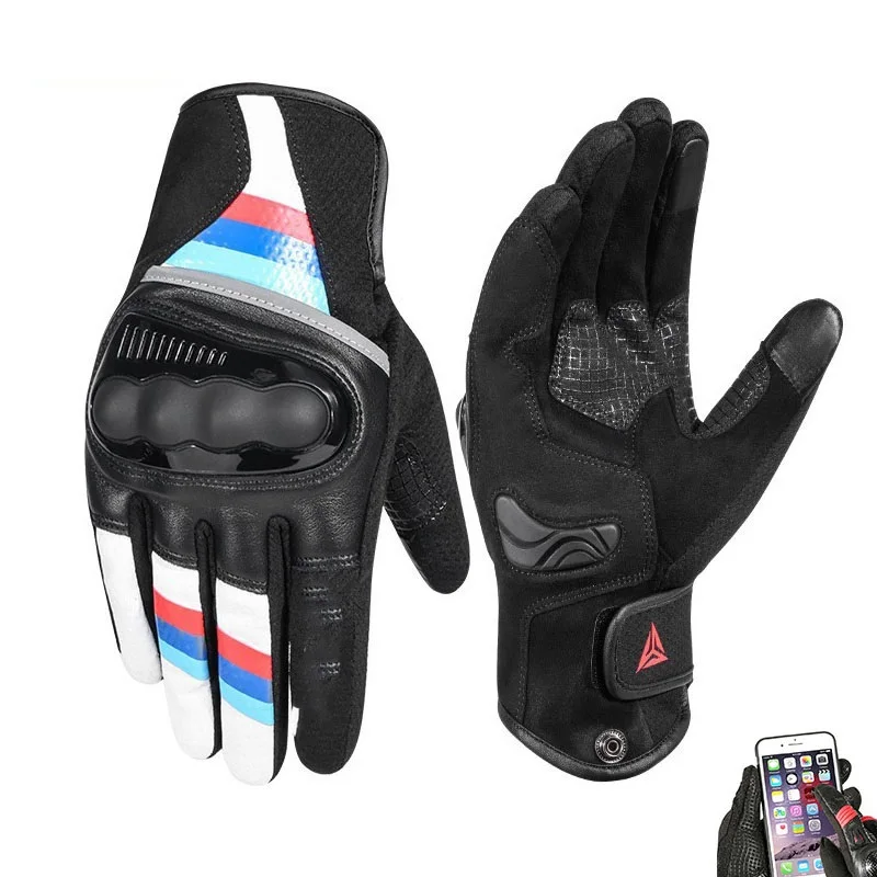 

New Breathable Leather Motorcycle Gloves Racing Touch screen Gloves Men's Motocross Gloves For BMW R1200GS F800GS R1250GS