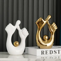 home decor golden finger sculpture ceramic crafts living room desk decor accessories office bookcase personalized decoration