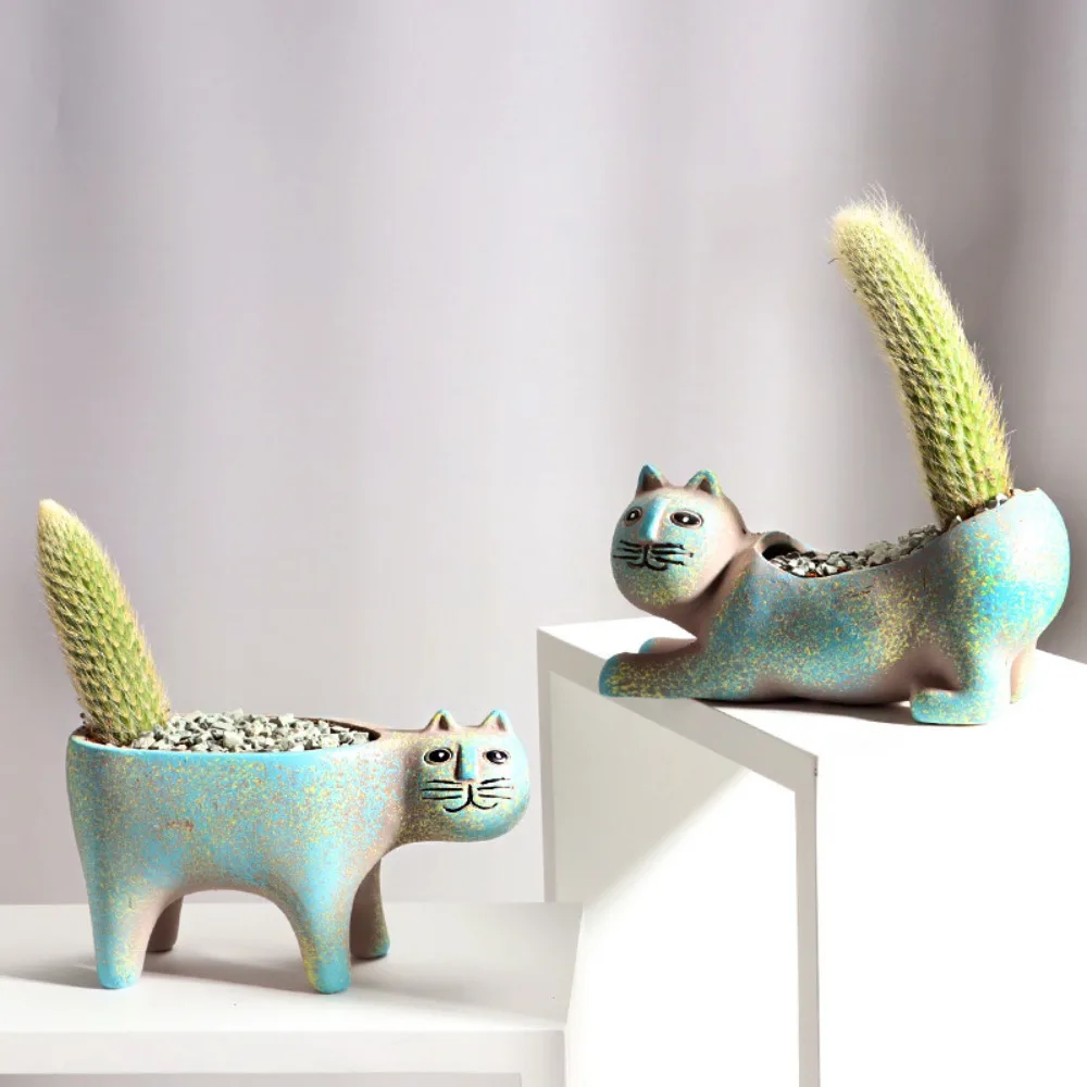 

Супермилый керамический цветочный горшок в форме кошки, уникальный художественный дизайн, имитация смешной вазы, суккулентные растения, Креативные украшения для стола