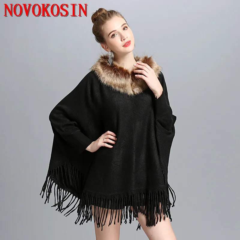 Женское Вязаное пончо 8 цветов уличная одежда модные осенне-зимние пуловеры с