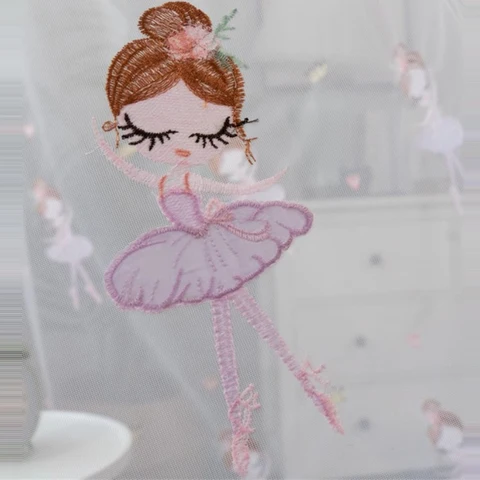 Милые Мультяшные балетные танцевальные драпировки для детской комнаты с вышивкой короной из прозрачной вуали занавески на заказ