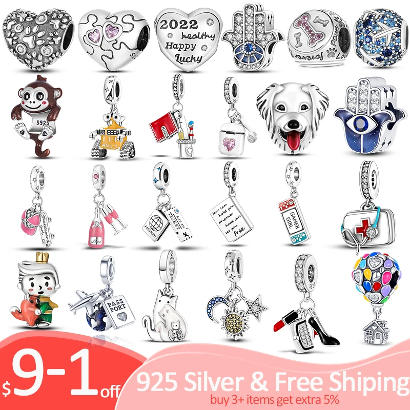 

Silver Color Snowflake Star Moon Airplane Travel Glass Beads Clip Charm Fit Pandora Original Bracelet Jewelry Gift