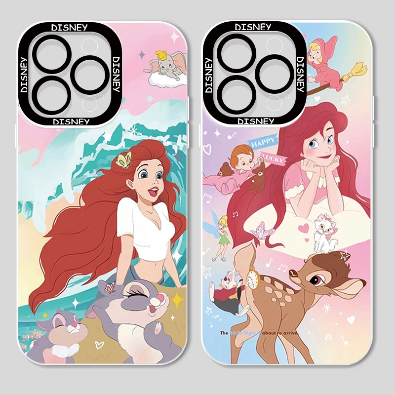 

Girl Disney Princess Mermaid Transparent Phone Case For iPhone 14 13 12 11 Mini XS XR X Pro MAX 8 7 6 Plus SE Angel Eyes