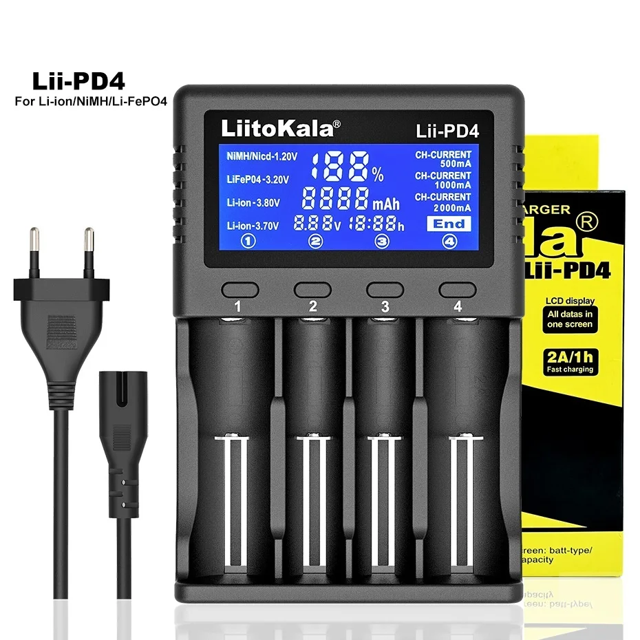 

Liitokala Lii-PD4 Lii-500 Lii-500S Lii-PD2 18650 Battery Charger LCD Display 18490 21700 26650 20700 AA AAA Etc Test Capacity