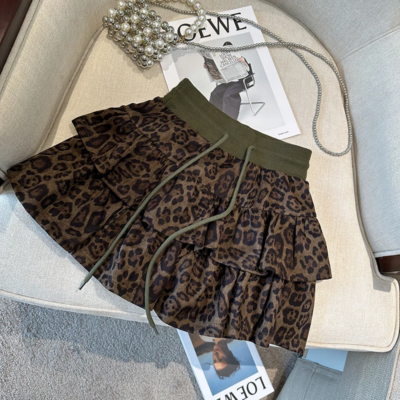 Пышная короткая юбка с оборками и на шнурке для женщин новинка зимы 2025 года