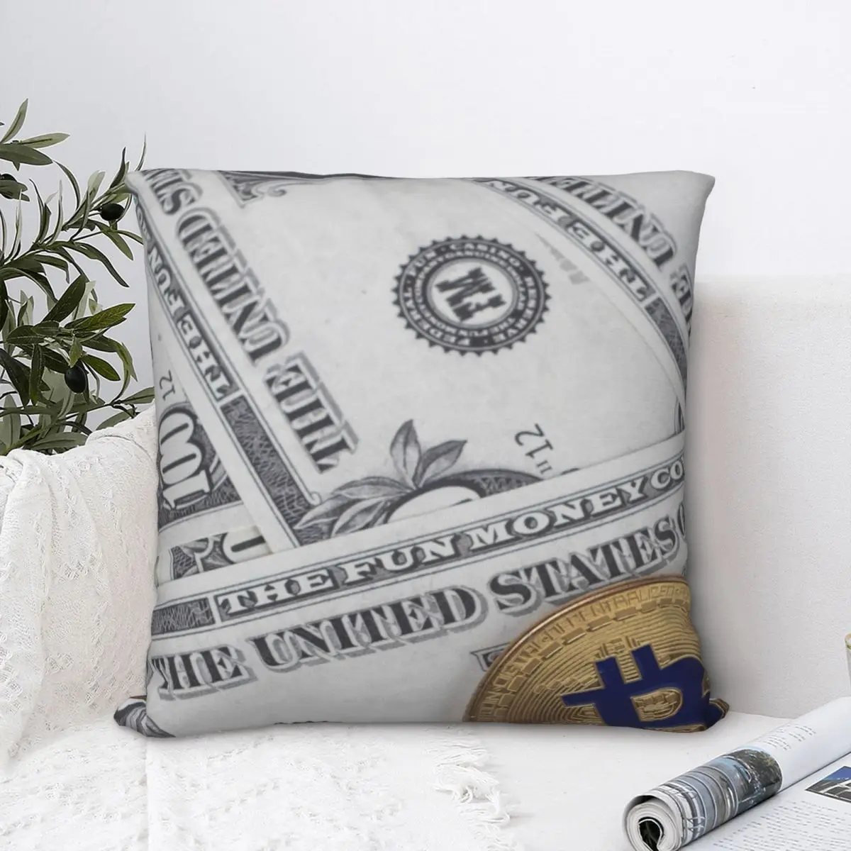 

100 Throw Pillow Case Bitcoin Virtual Encrypted Digital Currency Short Plus Cushion Covers Home Sofa Chair Decorative Backpack
