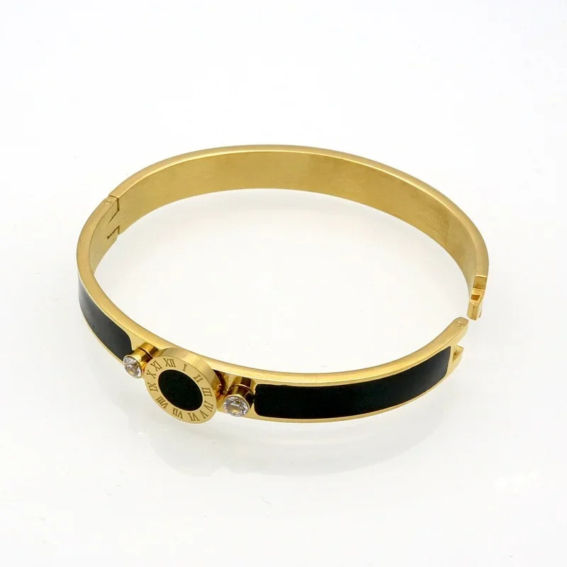 Новый браслет из нержавеющей стали с римскими цифрами и кристаллами для женщин