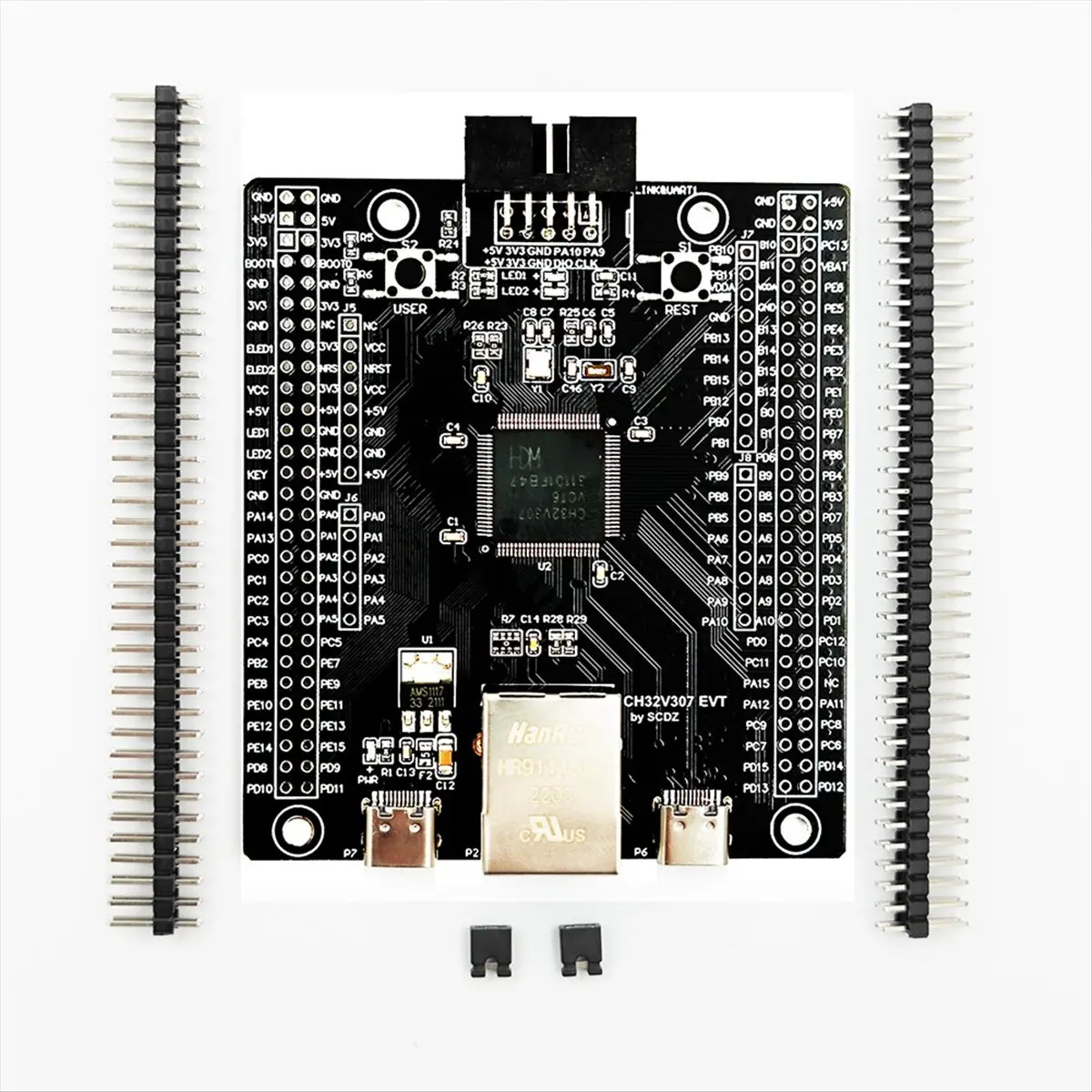 Фото (A02R) Отладочная плата CH32V307 с микроконтроллером RISC-V и встроенным WCH-Link CH32V307VCT6 CH32V307V-EVT-R1 WCH №5