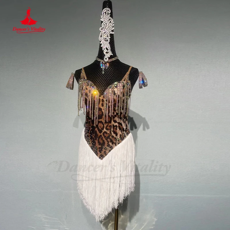 

Latin Dance Dress for Women Leopard Printed Professional Competition Clothes Adult Female Children High-end Latin Dresses