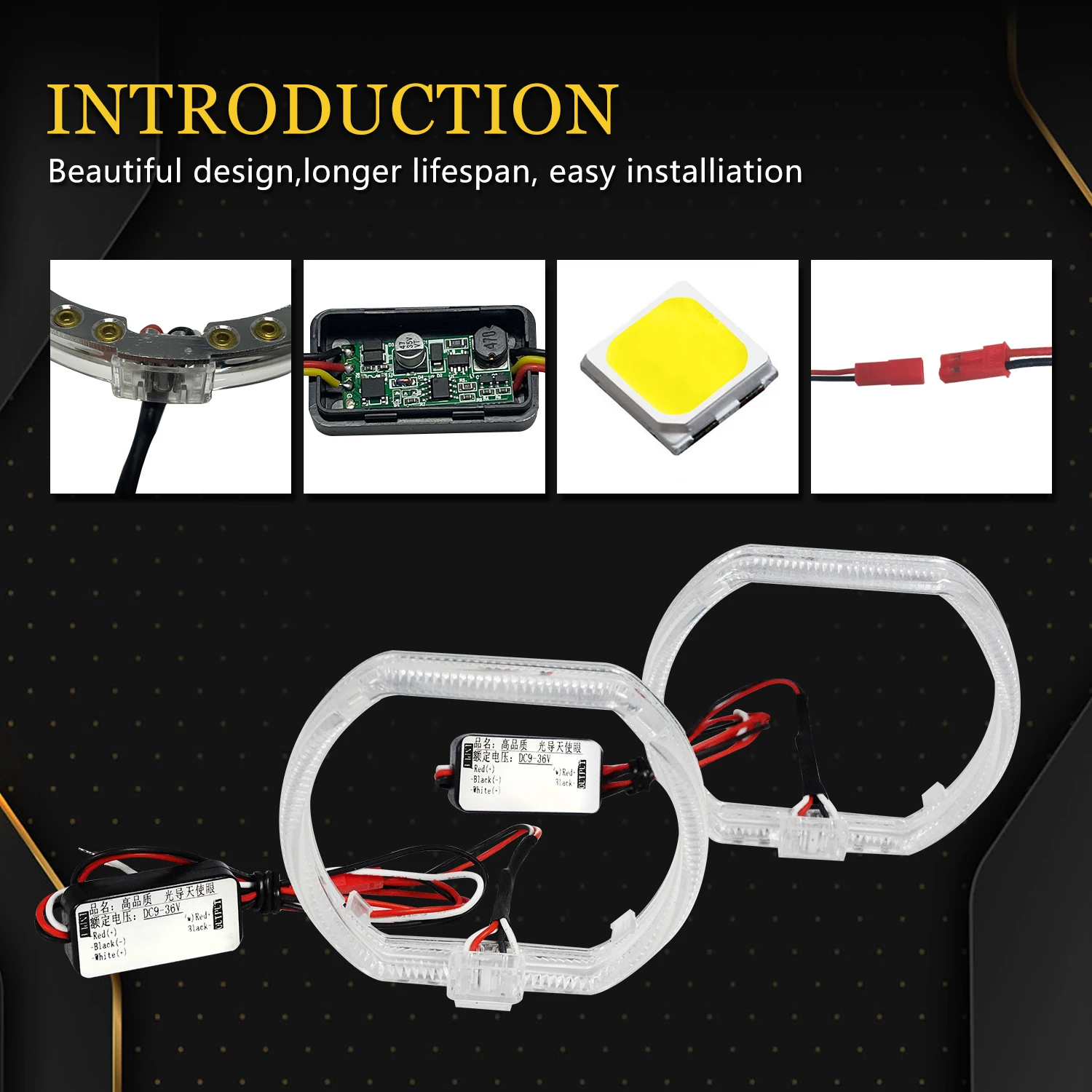 2 шт./комплект квадратные галогенные кольца для биксеноновых линз проектора 100 мм