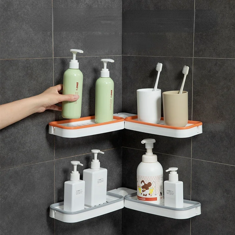 

corner Toilet dual-use shelf foldable bathroom storage rack free perforation creative countertop triangle finishing rack