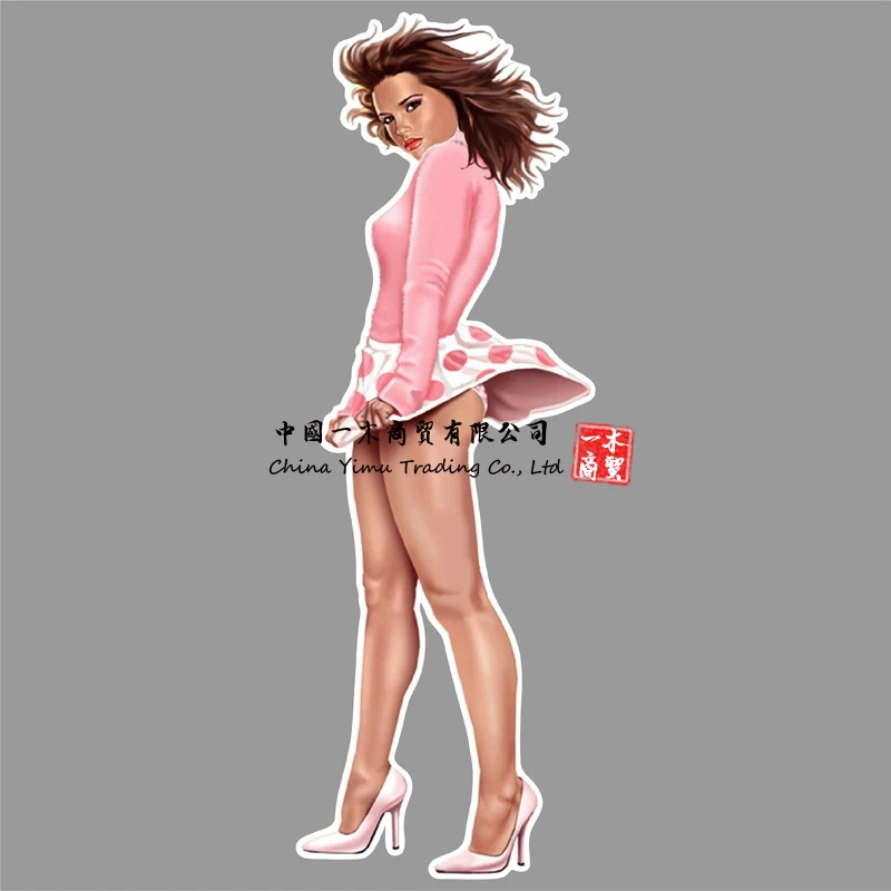 Мини юбка Pinup девушка Наклейка Сексуальная брюнетка Горячие длинные ноги мини юбка попа трусики с заниженной талией для Санта Круз костяной слашер